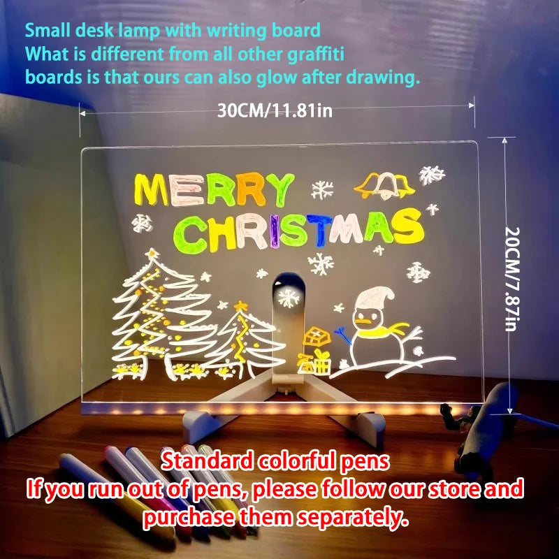 LED Message Board – Rewritable Glowing Drawing Lamp with 7 Color Pens | Creative Kids Gift 2025