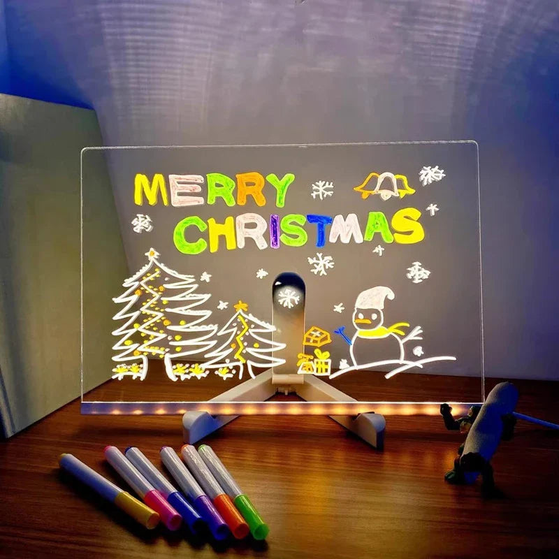 LED Message Board – Rewritable Glowing Drawing Lamp with 7 Color Pens | Creative Kids Gift 2025
