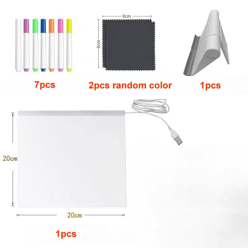 LED Message Board – Rewritable Glowing Drawing Lamp with 7 Color Pens | Creative Kids Gift 2025