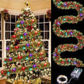 1pc Christmas Tinsel Garland Metallic Shiny Garland With LED Lights Christmas Tree Garland Thick Hanging Suitable For Home Decor