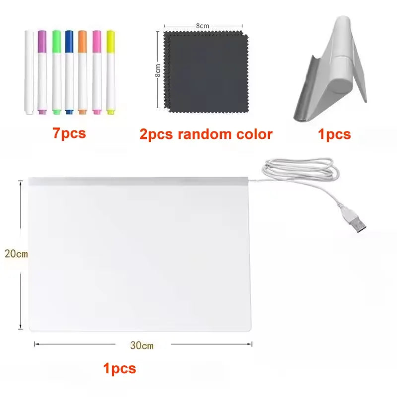 LED Message Board – Rewritable Glowing Drawing Lamp with 7 Color Pens | Creative Kids Gift 2025