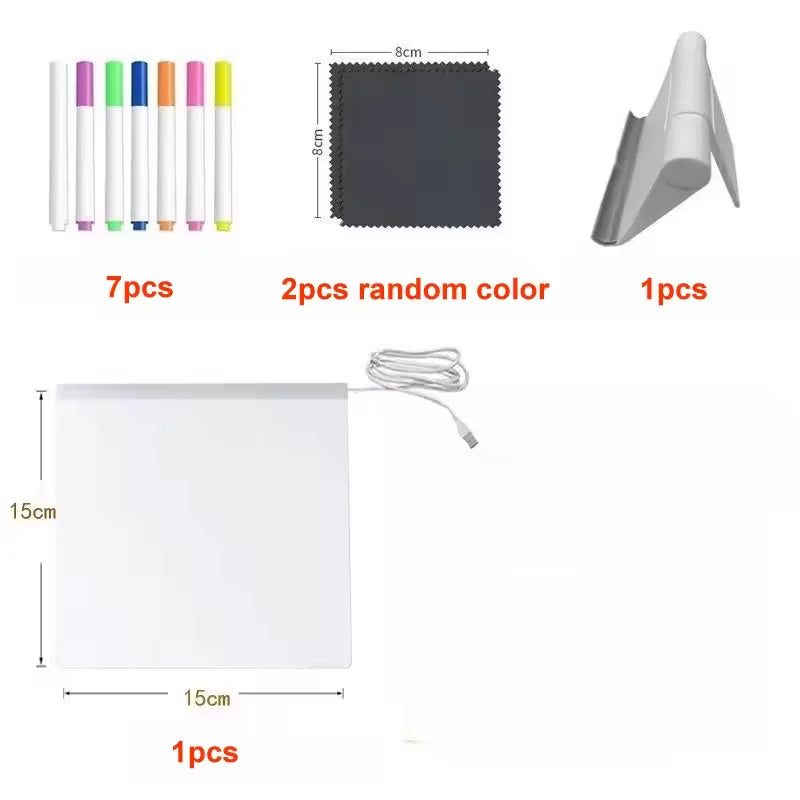 LED Message Board – Rewritable Glowing Drawing Lamp with 7 Color Pens | Creative Kids Gift 2025